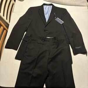 Tommy Hilfiger Suit Men 40R 32x30 Black Wool 2 Piece Jacket Pants Set Formal NWT